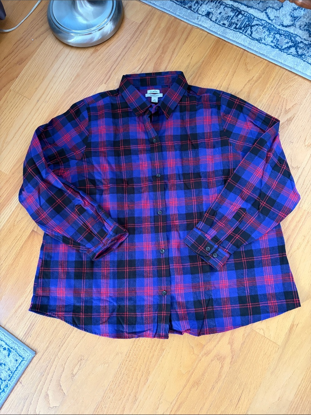 L.L.Bean Scotch Plaid Flannel Shirt size 2X NWT purple plaid Angus
